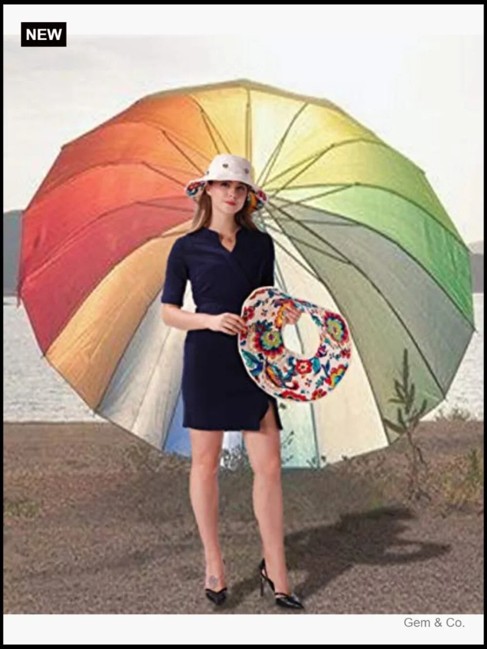 Reversible 2-in-1 Wide Brim Sun Hat with Removable Brim UPF 50+ Packable